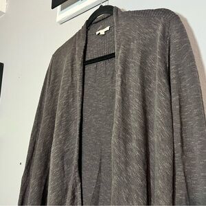 Eileen Fisher Linen Cotton Charcoal Grey Gray Open Front Drapey Cardigan Medium